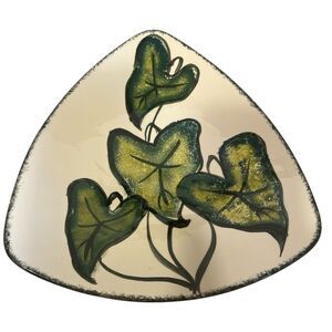 1973 Holland Mold Ivy Dish 🍃 Triangular Vintage Plate Signed Studio Pottery
